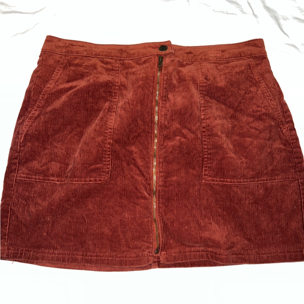 Rust Corduroy Mini Skirt